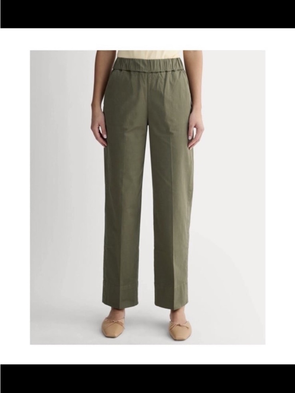 Everlane The Easy Pant Olive Green Pull On Straight Leg Elastic Waist Medium